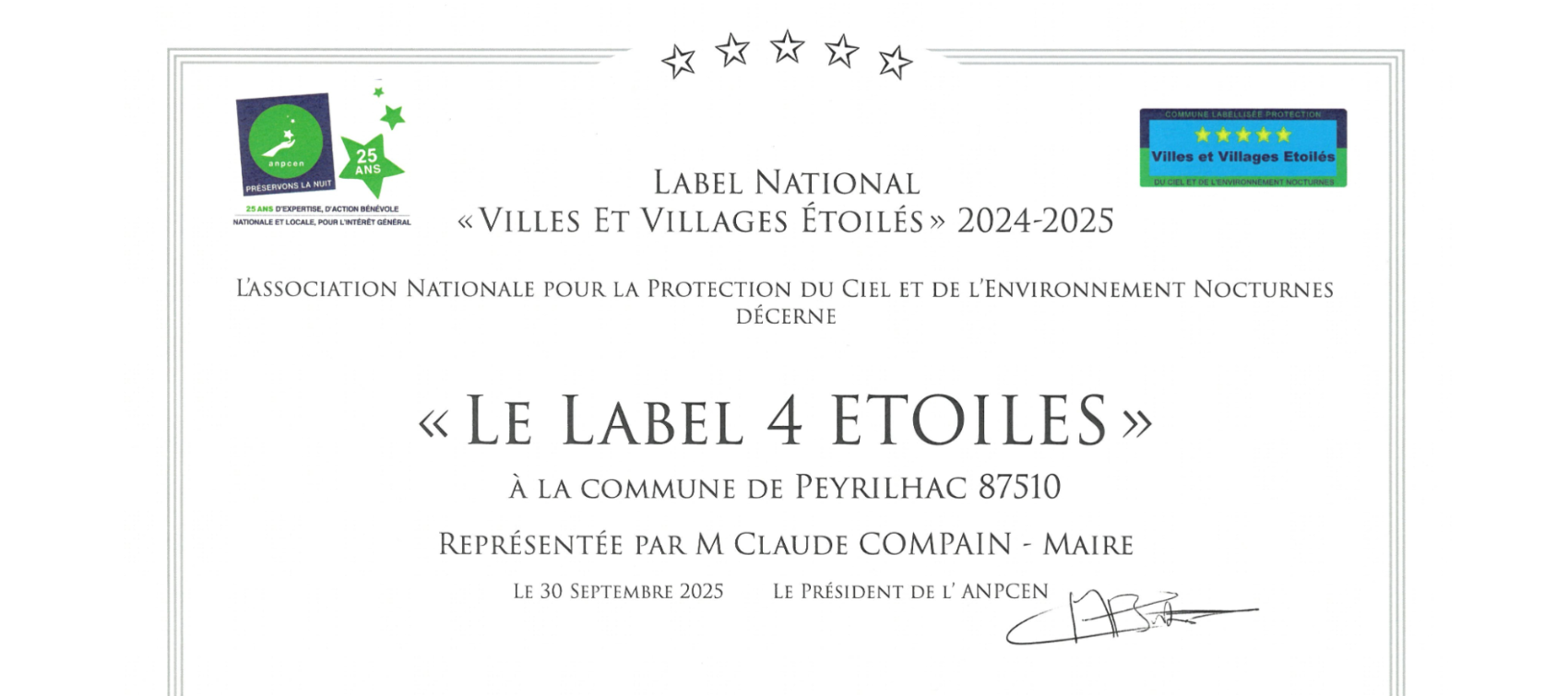 Diplôme "Villes et Villages étoilés"