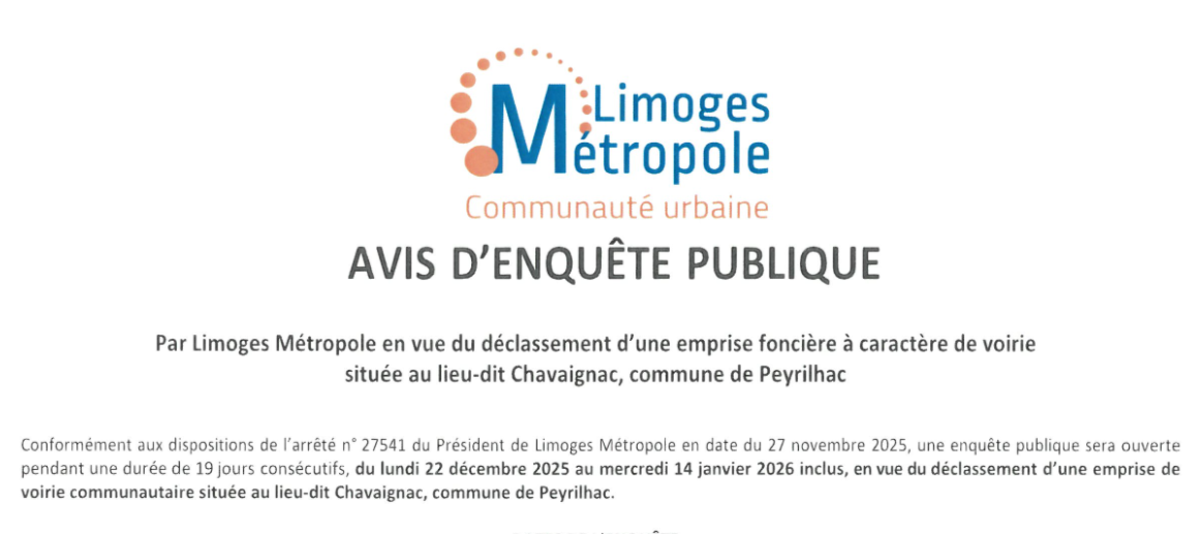 Enquête publique - Voirie - Chavaignac