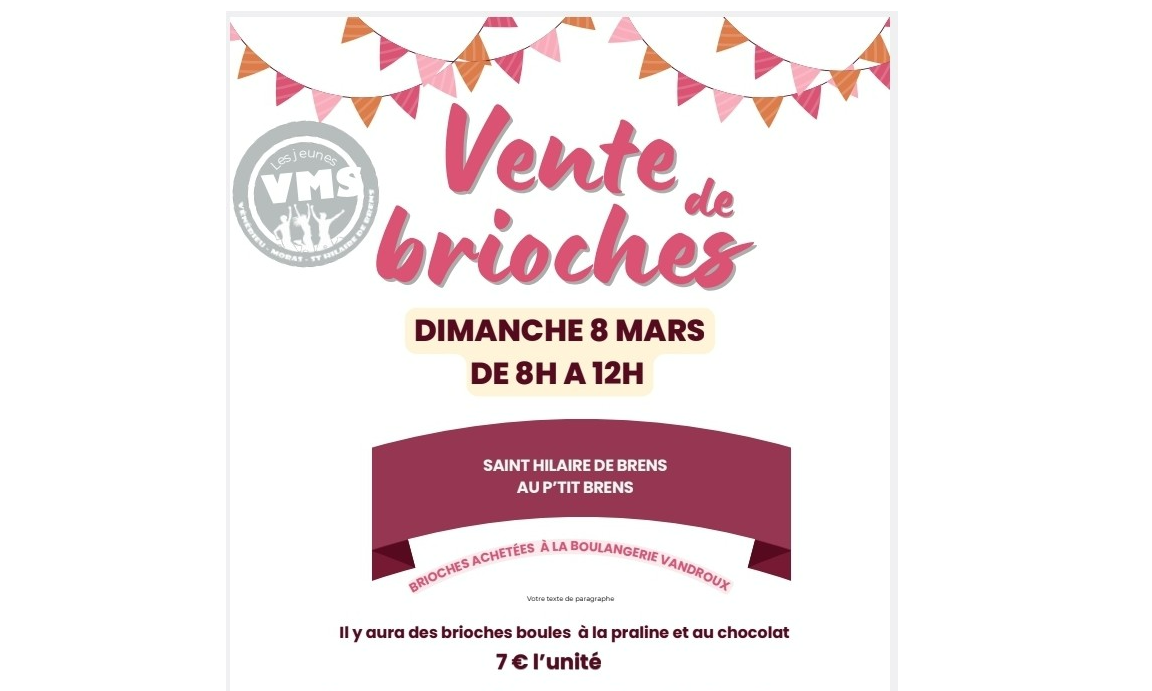 Réserver vos brioches du Club des Jeunes