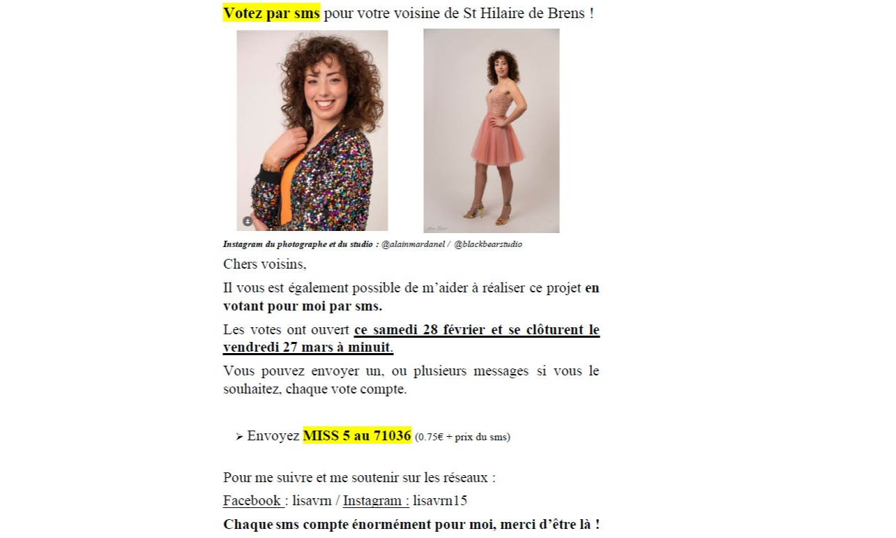 Votez pour Lisa, notre candidate à Miss Isère !