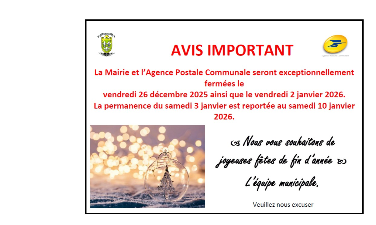 Fermetures exceptionnelles