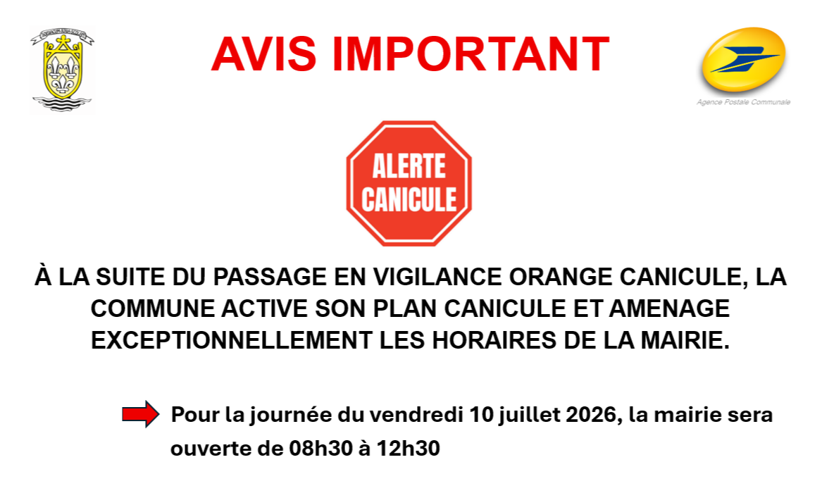 Aménagement des horaires d'ouverture pour le vendredi 10 juillet 2026