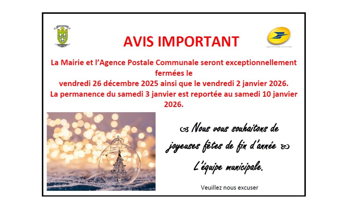 Fermetures exceptionnelles