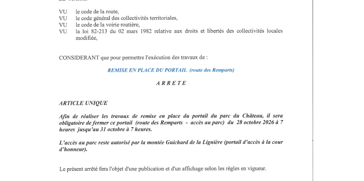 Fermeture portail du château