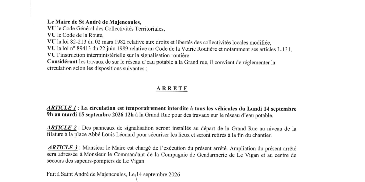 Circulation interdite grand rue