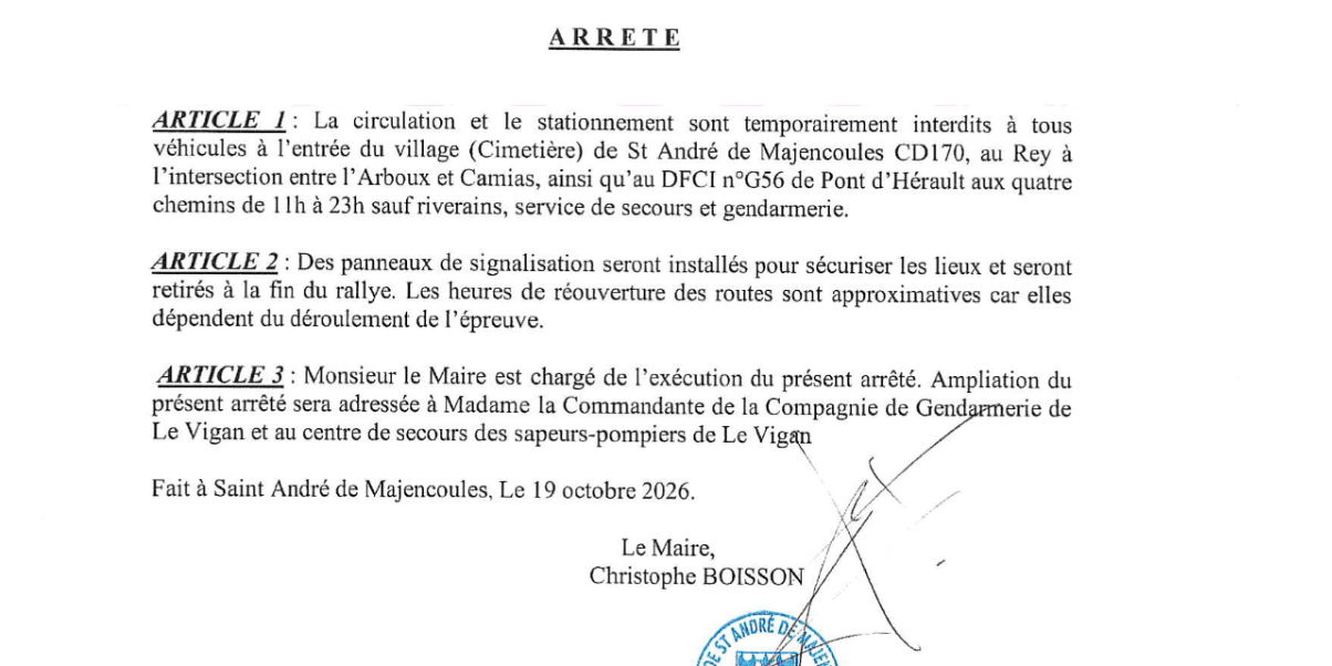 Arrêté de circulation