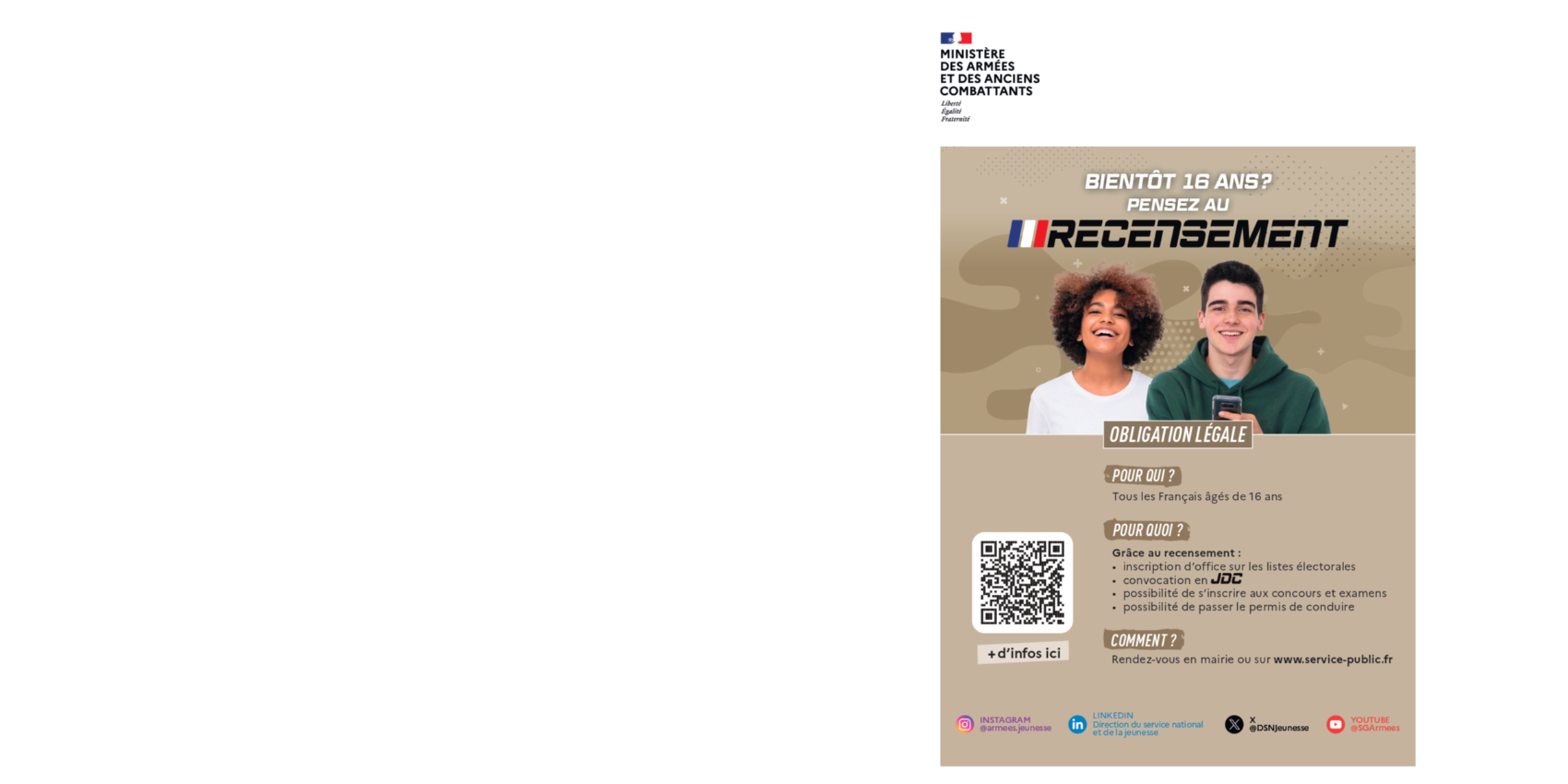 Recensement dès 16 ans