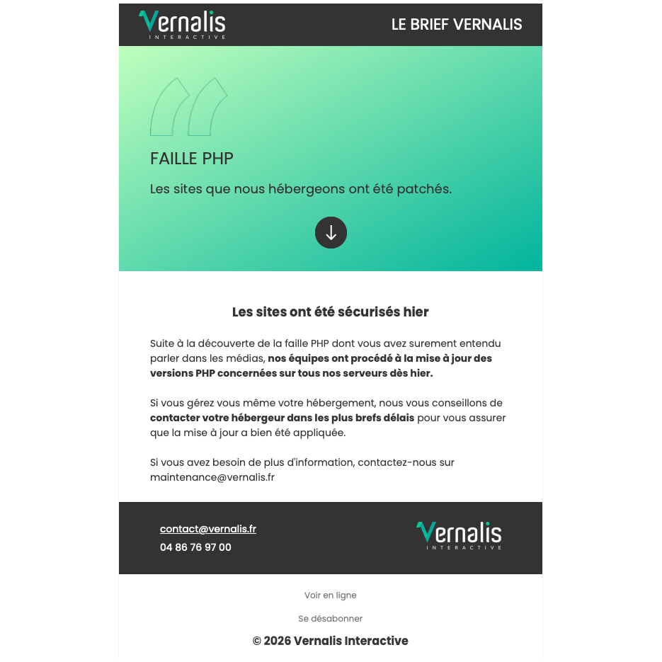 Mise à jour de sécurité du site internet de la Mairie