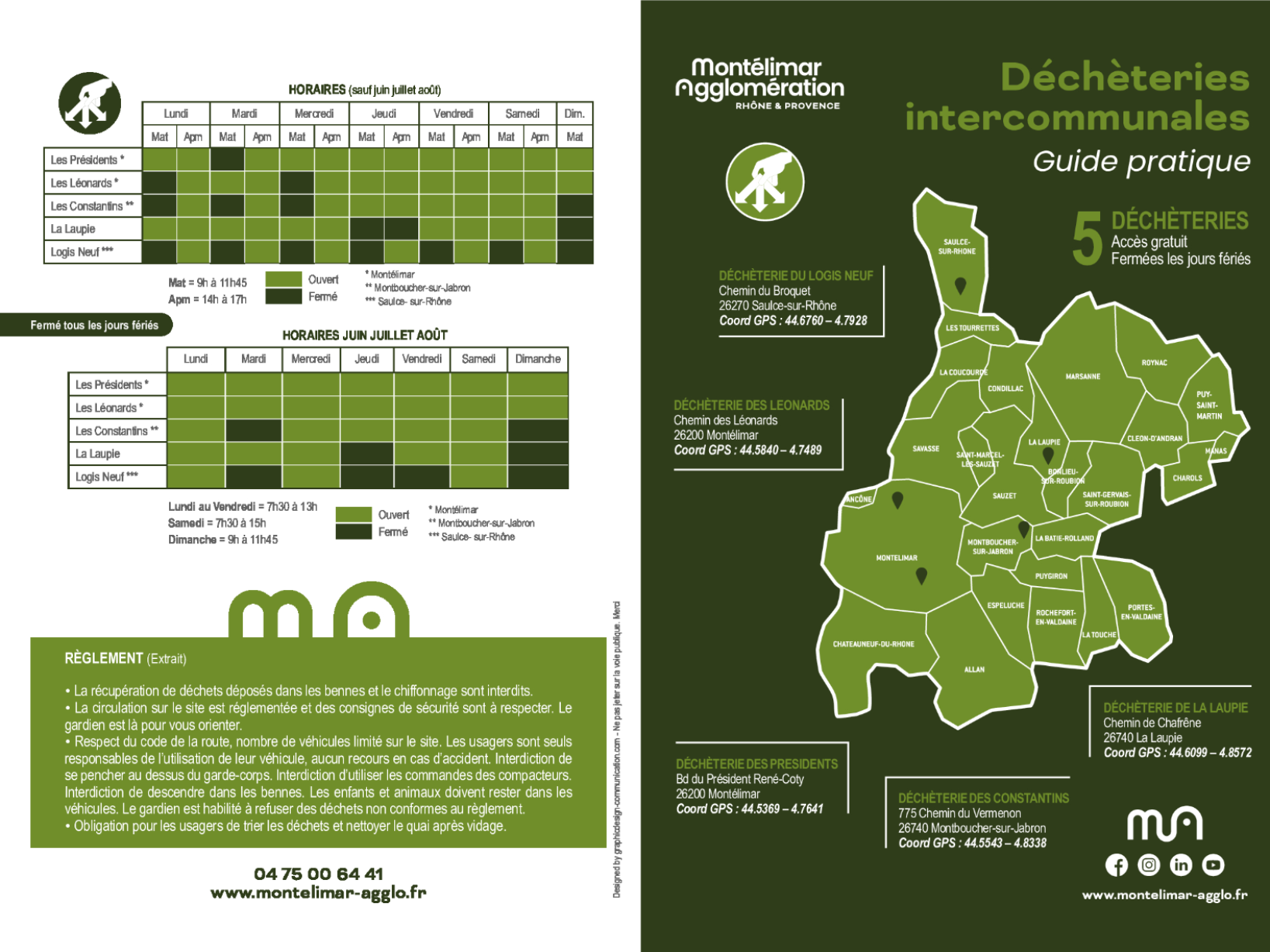 Déchèteries : horaires d'été