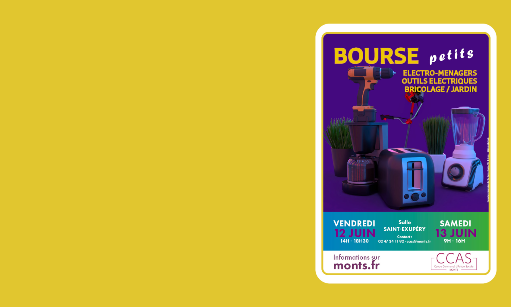 Bourse aux petits appareils électriques (cuisine, bricolage, jardinage...)